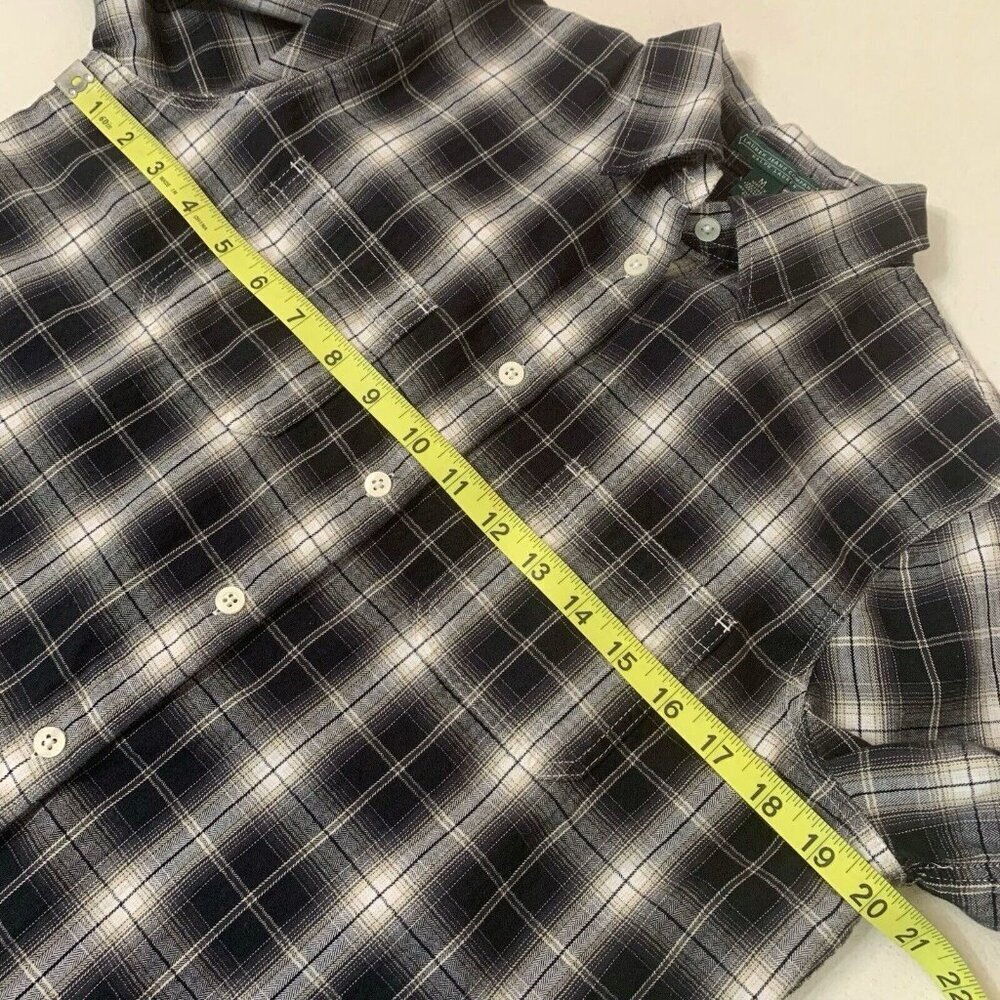 Ralph Lauren plaid flannel shirt Womens Medium‎ Black Cream Lauren Jeans Cotton - Picture 10 of 12